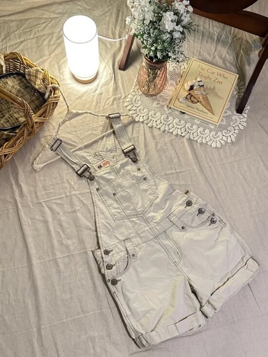Pants - Vintage White/Beige Short Overalls